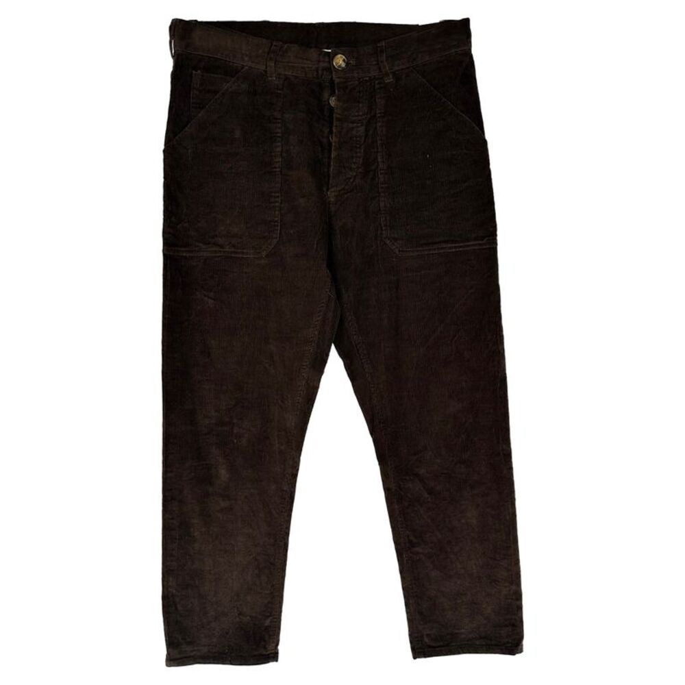 Nanushka Hiden-Buttoned  Trousers in Brown Corduroy